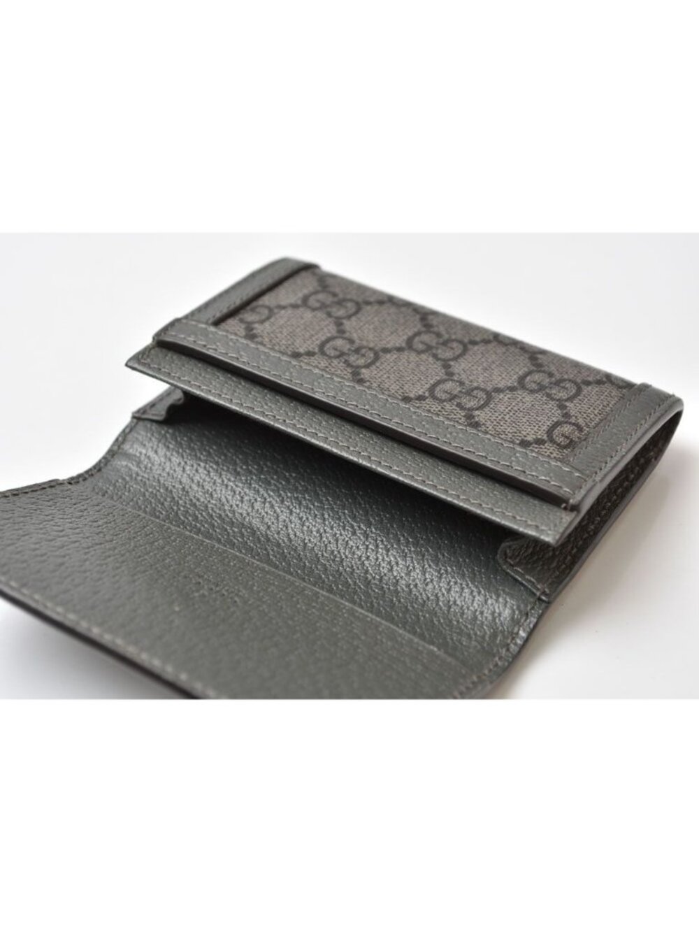 Gucci Bifold Card Case Business Ophidia GG Supreme Gray Wallet - Picture 8 of 11